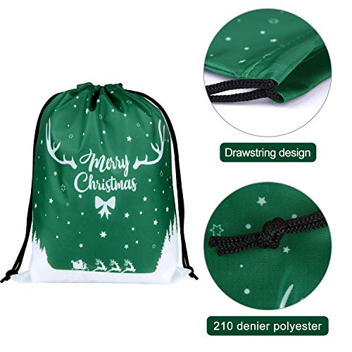 FEPITO 12Pcs Bolsas de Regalo con cordón navideño Saco de Santa Bolsas Bolsas de Regalo Bolsas de Regalo a Granel para favores de Fiesta de Navidad