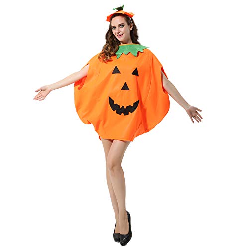 FEPITO 4 Piezas Unisex Adulto Disfraz de Calabaza de Halloween Disfraces Divertidos de Halloween Naranja Calabaza Cosplay Ropa de Fiesta