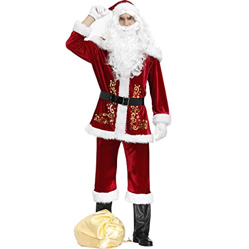 Feynman Ropa de Papá Noel para Navidad Novedad Disfraces para Fiesta Santa Claus Costume XXXL