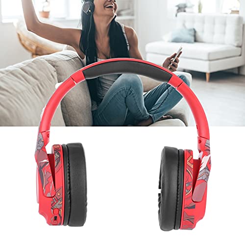 FEYV Auriculares Inalámbricos con Micrófono, Auriculares Luminosos Montados En La Cabeza, Plegables De Múltiples ángulos con Cable De Carga USB para Jóvenes para El Hogar(Rojo)