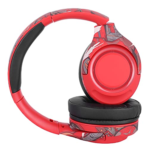 FEYV Auriculares Inalámbricos con Micrófono, Auriculares Luminosos Montados En La Cabeza, Plegables De Múltiples ángulos con Cable De Carga USB para Jóvenes para El Hogar(Rojo)