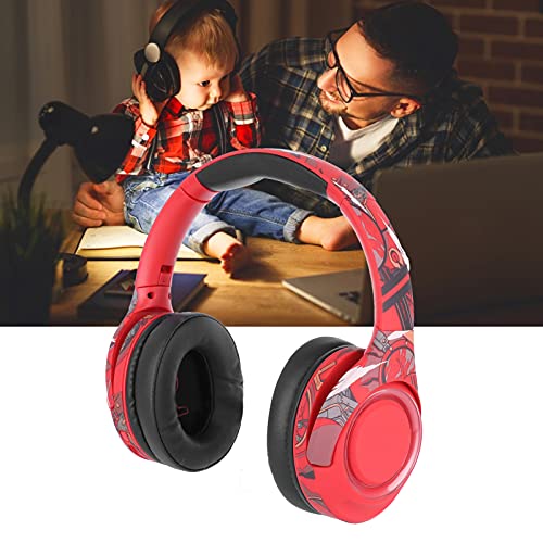 FEYV Auriculares Inalámbricos con Micrófono, Auriculares Luminosos Montados En La Cabeza, Plegables De Múltiples ángulos con Cable De Carga USB para Jóvenes para El Hogar(Rojo)