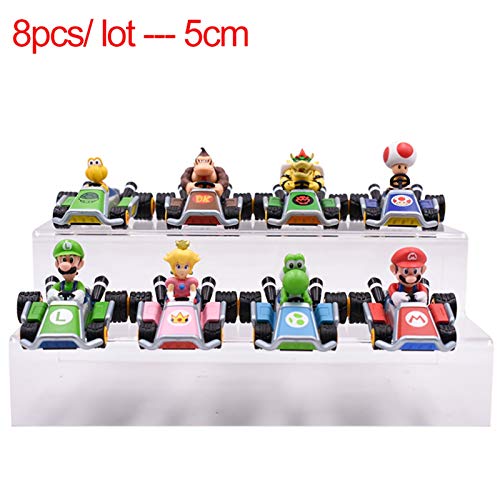 FFLSDR Super Mario Kart Pull Back Coche Luigi Bowser Koopa Donkey Kong Princess Peach Peach Toad Mushroom Kart Figura Juguetes Set (Color : 8 pcs)