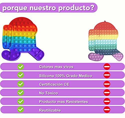 Fidget Pop it Fidget Toy , Juguete Sensorial Antiestres para Niños y Adultos , Bubble Push Pop , Juguetes de Explotar Burbujas para Aliviar Ansiedad y Estrés , Pop Among Us