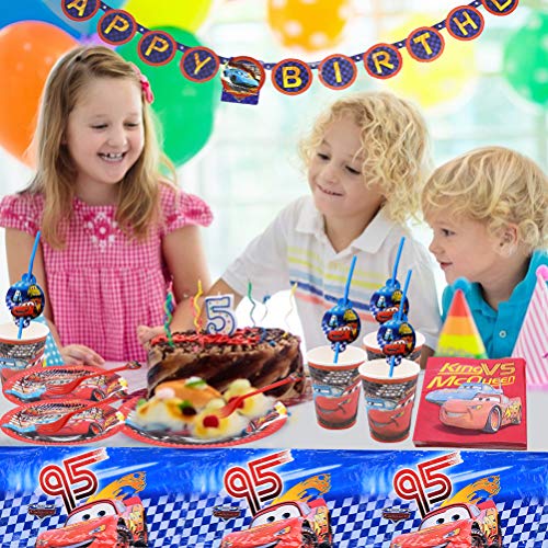 Fiesta de cumpleaños para Auto Suministros para niños con Decoración de Fiesta de Cumpleaños Apoyo para Celebración Pancarta Platos Vasos Servilletas y Mantel Resistente, 50pcs