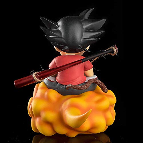 Figura de acción de Dragon Ball, 6.7 Pulgadas Figura de Son Goku, Versión Infantil, Sentado en la posición de Nube de Salto Mortal Sostenga una Caja de Zapatos y lleve un Modelo de Bate de béisbol