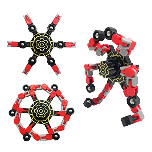 Fingertip Spin Top Toy, Transformable Fingertip Spinners, DIY Gyro Robot Toy Chain Mechanical Gyro Spin Top Anti Stress Gift Stress Relief Toy for Kids Adults