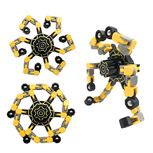 Fingertip Spin Top Toy, Transformable Fingertip Spinners, DIY Gyro Robot Toy Chain Mechanical Gyro Spin Top Anti Stress Gift Stress Relief Toy for Kids Adults