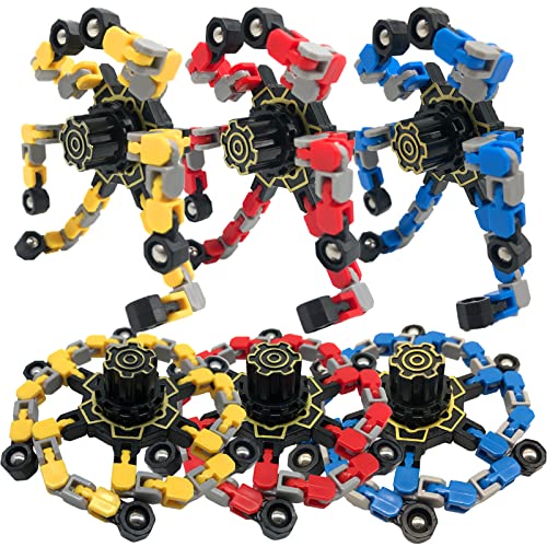 Fingertip Spin Top Toy, Transformable Fingertip Spinners, DIY Gyro Robot Toy Chain Mechanical Gyro Spin Top Anti Stress Gift Stress Relief Toy for Kids Adults