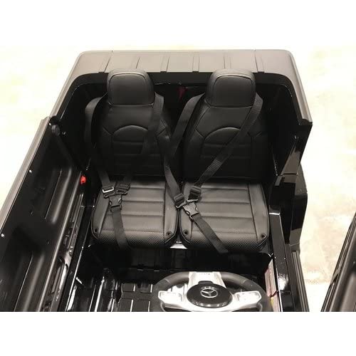 Finoos Coche eléctrico para niños Mercedes Benz G63 AMG de 2 plazas, eléctrico con mando a distancia, asiento de piel y neumáticos EVA, para 2 niños, 2 plazas, color negro