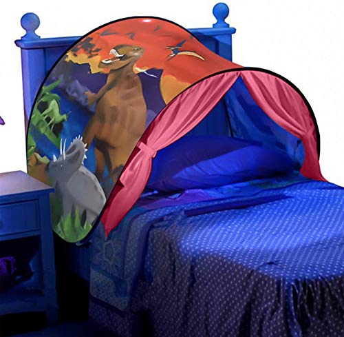 FLAYOR Dream Tents – Tienda de campaña plegable para niños, tienda de campaña para niños, para jugar tiendas de campaña, regalo de Navidad (Dinosaurios + LED cadena)