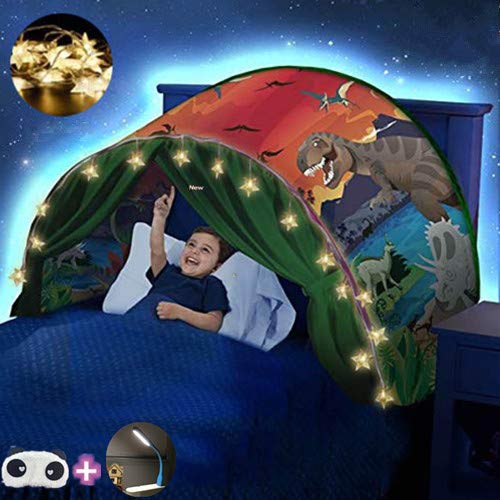 FLAYOR Dream Tents – Tienda de campaña plegable para niños, tienda de campaña para niños, para jugar tiendas de campaña, regalo de Navidad (Dinosaurios + LED cadena)