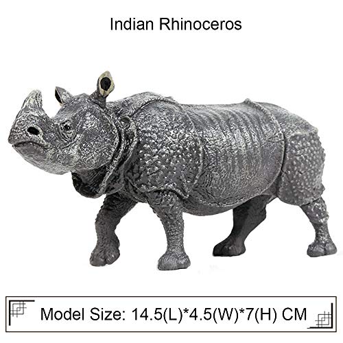 FLORMOON Rinoceronte Indio Figura RealistaFiguritas De Animales Early Educational Rinoceronte Juguete Educación temprana Proyecto de Ciencias Cumpleaños de Navidad Torta de cumpleaños para niños