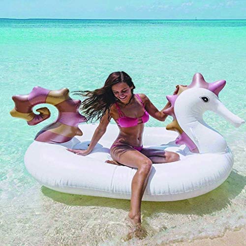 Flotador de piscina inflable de caballito de mar gigante de 220 cm - Juguetes divertidos para fiestas de agua - Anillo de natación para tumbona de colchón de aire para montar (juguetes de piscina)