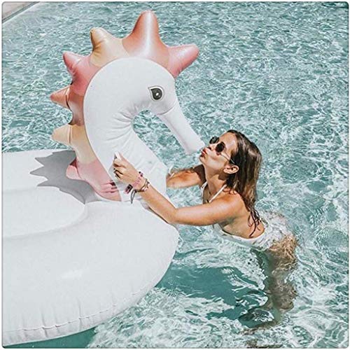 Flotador de piscina inflable de caballito de mar gigante de 220 cm - Juguetes divertidos para fiestas de agua - Anillo de natación para tumbona de colchón de aire para montar (juguetes de piscina)