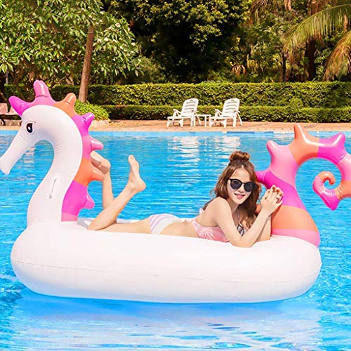 Flotador de piscina inflable de caballito de mar gigante de 230 cm - Juguetes divertidos para fiestas de agua - Anillo de natación para tumbona de colchón de aire para montar (juguetes de piscina)