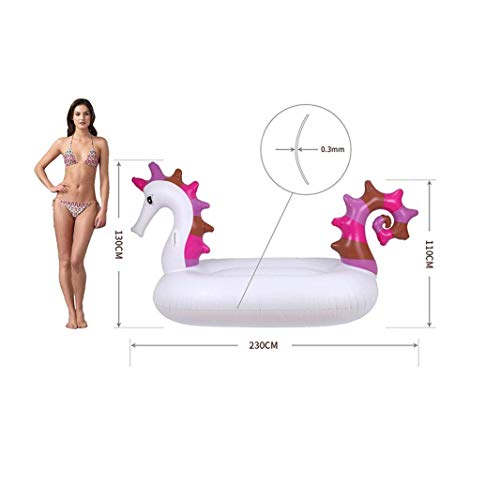 Flotador de piscina inflable de caballito de mar gigante de 230 cm - Juguetes divertidos para fiestas de agua - Anillo de natación para tumbona de colchón de aire para montar (juguetes de piscina)