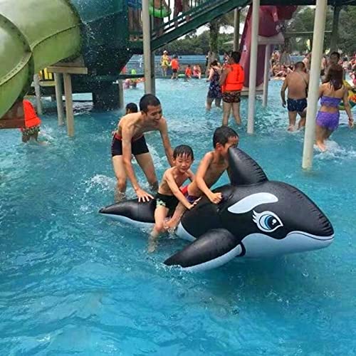 Flotador de piscina inflable SIQI Jumbo Whale Rider, juguete de agua de montaje inflable con anillo de natación