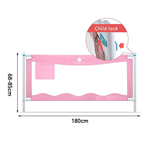 FMEZC Baby Guardrail - Riel de Seguridad para Cuna extralargo, abatible hacia Abajo con riel de Cama para Dormir con Bloqueo para niños, Rosa, Largo 120-220 cm (tamaño: 180 cm)