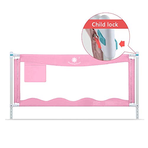 FMEZC Baby Guardrail - Riel de Seguridad para Cuna extralargo, abatible hacia Abajo con riel de Cama para Dormir con Bloqueo para niños, Rosa, Largo 120-220 cm (tamaño: 180 cm)