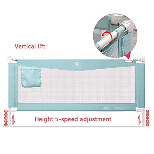 FMEZC Riel de Cuna Barandilla de bebé Extra Larga Riel de Seguridad para Dormir Riel Estable Columpio hacia Abajo Valla de Malla para niños, Largo 120-220cm (Tamaño: 180CM)