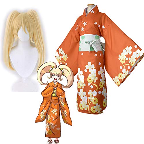 FMTZZY Disfraz de cosplay para niñas y niños Anime Saionji Hiyoko Cosplay Disfraz 2: Goodbye Despair Hiyoko Saionji Kimono Japonés para Mujeres (Color: Peluca y disfraz, Talla S: S)