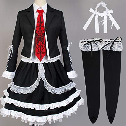 FMTZZY Disfraz de cosplay para niñas y niños Yasuhiro Taeko Cosplay Disfraz Celestia Ludenberg Pelucas Mujer Lolita Uniforme Falda Vestido de fiesta de Halloween (Color: Peluca y disfraz, Talla XL: