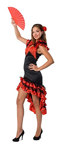 Folat B.V.- Vestido Flamenco español 2 Piezas L-XL, Color Negro/Rojo, Extra-Large (21935)