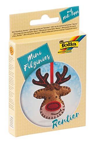 Folia niños Mini Filcine, Renos, 9 Piezas – Juego de Costura de Fieltro para la fabricación de un Colgante (MAX Bringmann KG 52916)