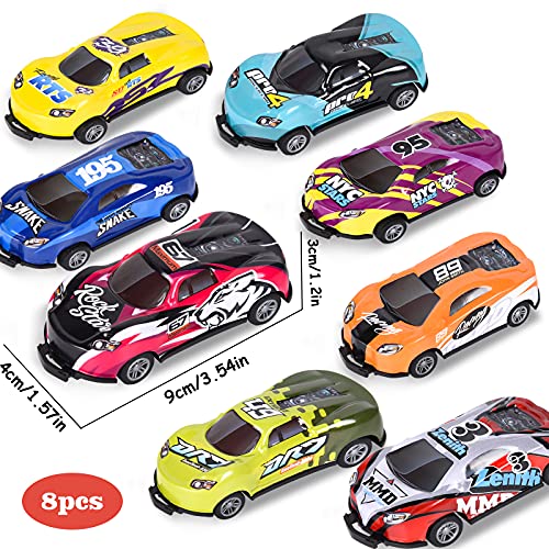 FORMIZON Stunt Toy Car, Coche de Juguete de Acrobacias, Aleación Tire Hacia Atrás del Coche Catapulta, Coche de Juguete Giratorio de 360°, Regalo de Juguete de Coche de Truco de Salto para Niño (8pcs)