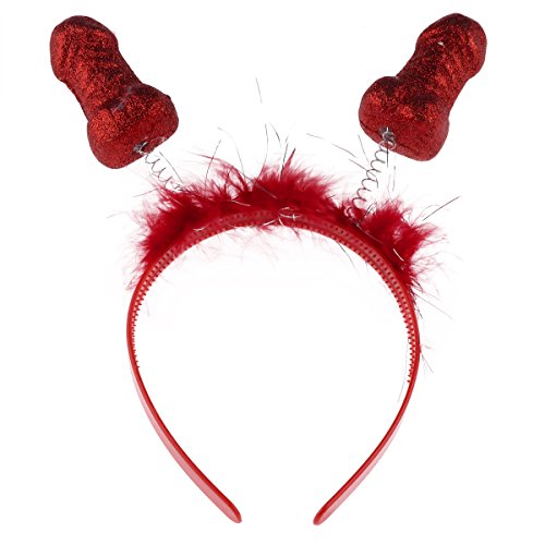 Freebily Diadema Devertida de Pelo Mujer Hombres para Despedida de Solteros Juguete Gracioso Partido Gallinas Accesorios Cabeza para Fiesta de Cosplay A Red One_Size