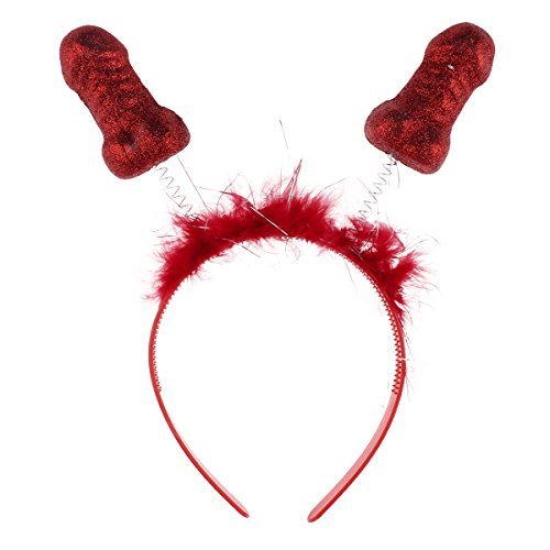 Freebily Diadema Devertida de Pelo Mujer Hombres para Despedida de Solteros Juguete Gracioso Partido Gallinas Accesorios Cabeza para Fiesta de Cosplay A Red One_Size