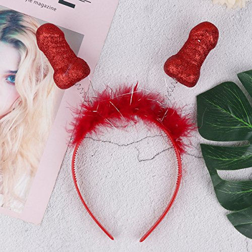 Freebily Diadema Devertida de Pelo Mujer Hombres para Despedida de Solteros Juguete Gracioso Partido Gallinas Accesorios Cabeza para Fiesta de Cosplay A Red One_Size