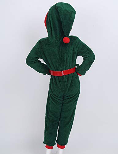 Freebily Pijama Navidad Niños Disfraz Navideños de Santa Año Nuevo Pijama Entera de Lana Coral Invierno Papa Noel Cosplay Halloween Carnaval Verde 6-8 Años