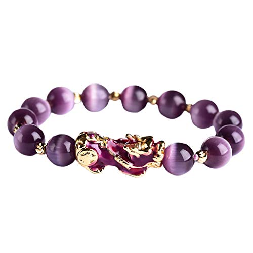 freneci Pulsera PIXIU Púrpura para Mujeres Y Hombres, Trae Suerte, Valiente Riqueza, Feng Shui, Buena Suerte - Púrpura