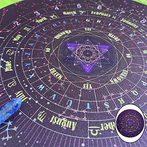 freneci Redondo Bordado Terciopelo Franela Altar Tarot Mantel Tapiz Astrología Bruja Juegos de Cartas Constelaciones Mantel Púrpura 8.66 ''