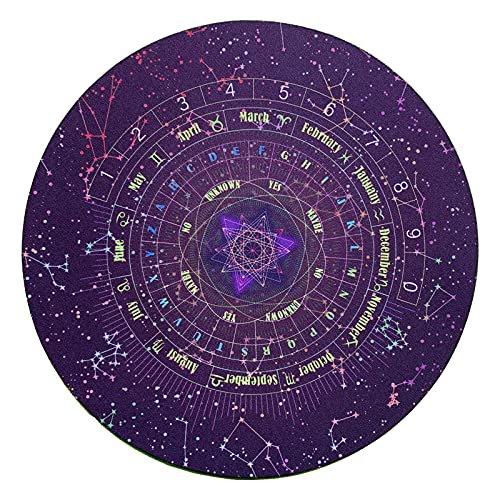 freneci Redondo Bordado Terciopelo Franela Altar Tarot Mantel Tapiz Astrología Bruja Juegos de Cartas Constelaciones Mantel Púrpura 8.66 ''