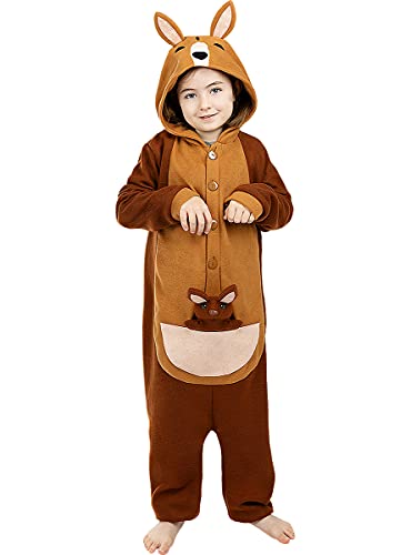 Funidelia | Disfraz de Canguro Onesie para niño y niña Talla 10-12 años ▶ Animales - Color: Marrón - Divertidos Disfraces y complementos para Carnaval y Halloween