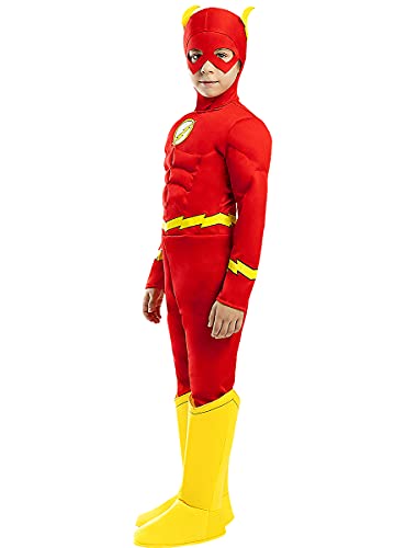 Funidelia | Disfraz de Flash Deluxe Oficial para niño Talla 3-4 años ▶ Superhéroes, DC Comics, Justice League - Color: Rojo - Licencia: 100% Oficial - Divertidos Disfraces y complementos