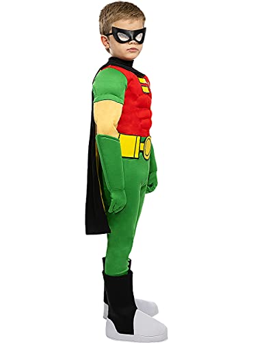 Funidelia | Disfraz de Robin Oficial para niño Talla 5-6 años ▶ Chico Maravilla, Superhéroes, DC Comics - Color: Verde - Licencia: 100% Oficial - Divertidos Disfraces y complementos