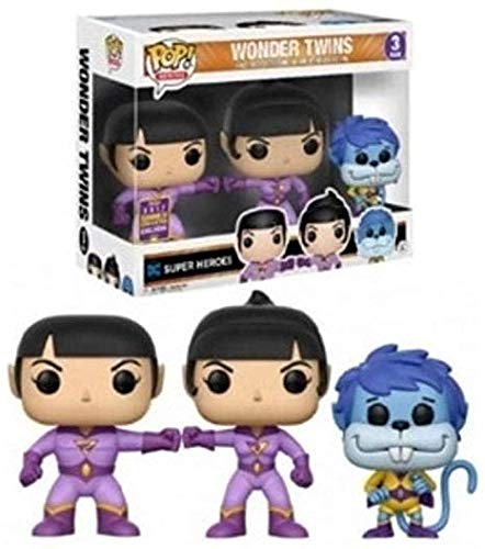 Funko - Wonder Twins-Zan, Jayna & Gleek 3 Pack-Sdcc Summer Convention Figurina, Multicolor, 14613