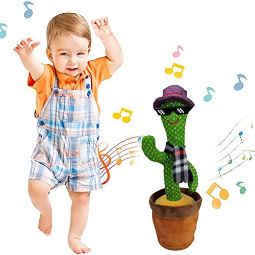 FUNMIX Cactus Que Canta y Baila, Juguete de Peluche de Cactus Bailando con 3 Canciones en inglés Juguete eléctrico de descompresión de Cactus Regalos para niños