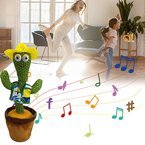 FUNMIX Cactus Que Canta y Baila, Juguete de Peluche de Cactus Bailando con 3 Canciones en inglés Juguete eléctrico de descompresión de Cactus Regalos para niños