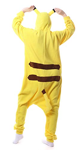 FunnyCos Pijama unisex de animal para adultos, disfraz de cosplay con capucha, Pikachu, L