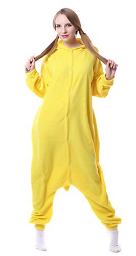 FunnyCos Pijama unisex de animal para adultos, disfraz de cosplay con capucha, Pikachu, L