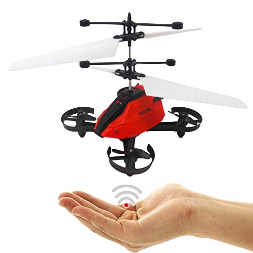 Future RC dron (2 unidades), cuadricóptero con control por sensor, fácil de controlar por movimiento manual, control de gestos, incluye mando a distancia por infrarrojos, para niños