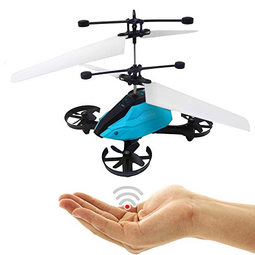 Future RC dron (2 unidades), cuadricóptero con control por sensor, fácil de controlar por movimiento manual, control de gestos, incluye mando a distancia por infrarrojos, para niños