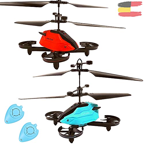 Future RC dron (2 unidades), cuadricóptero con control por sensor, fácil de controlar por movimiento manual, control de gestos, incluye mando a distancia por infrarrojos, para niños