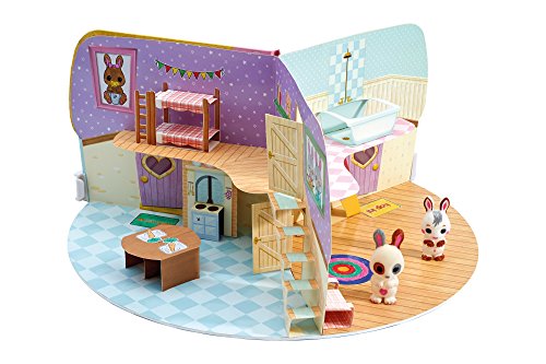 Fuzzikins Craft Cottontail Cottage | 2 Dulces Conejos y una casita de Papel Plegable para Pintar y Pegar | Juguete Lavable para niños a Partir de 3 años