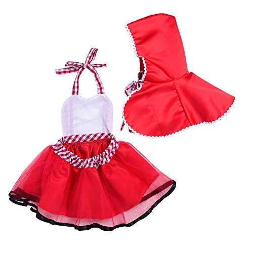 FYMNSI Niña Bebé Disfraz de Caperucita Roja con Capa Cuento de Hadas Little Disfraz de Equitación para Halloween Carnaval Cosplay Navidad Fiesta de Cumpleaños Fotografía Vestirse 2-3 años